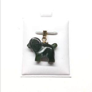 Natural hand carved green jade dog pendant